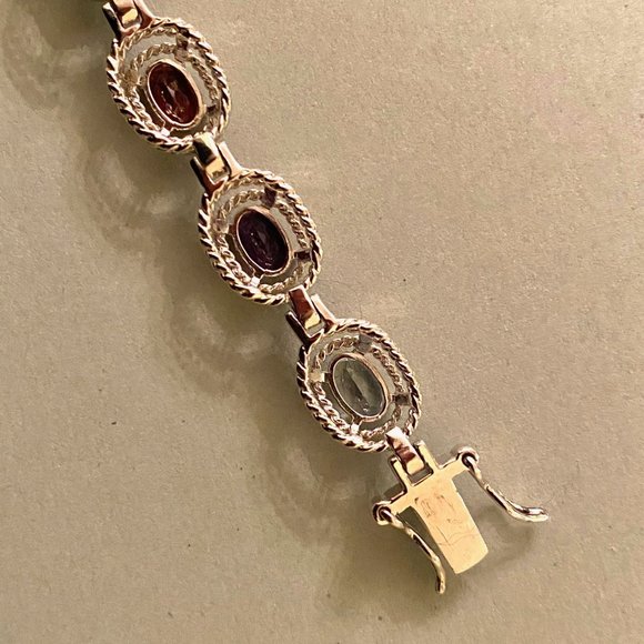 Colorful Multi-Gem & Sterling Silver Bracelet, 7" - Picture 7 of 13